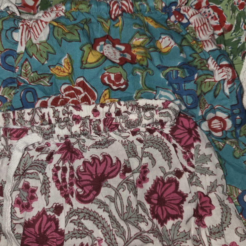 Floral Pattern Women’s Drawstring Shorts - Green, Blue, Red, Gray, White - Picture 5 of 5